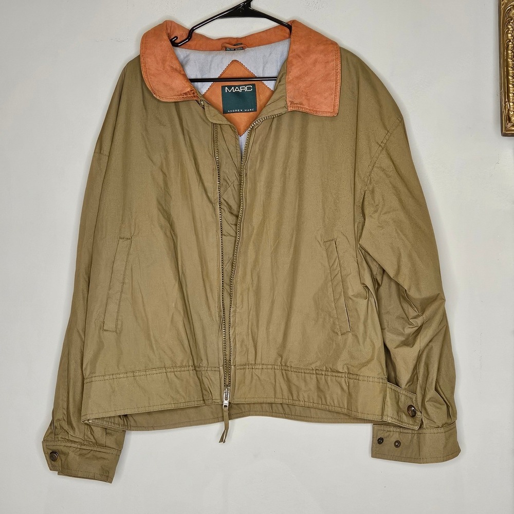 Vtg Andrew Marc Bomber Jacket XL Preppy 90s Utility Light Dad Classic‎ Outdoor